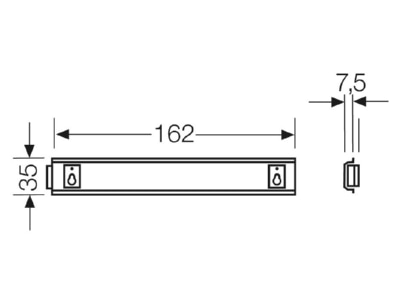 Dimensional drawing Hensel KG TS 03 DIN rail  top hat rail  35 7 5 mm 162mm