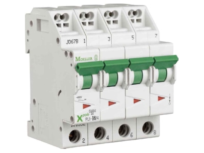 Produktbild Eaton PLI B2 4 Leitungsschutzschalter B 2A  4p Steckkl 