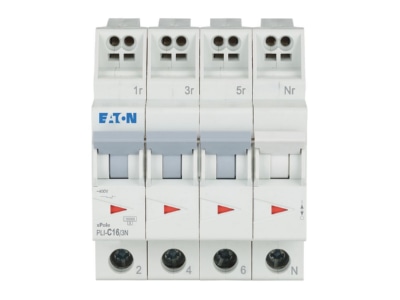 Front view Eaton PLI C16 3N Miniature circuit breaker 4 p C16A
