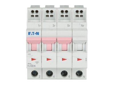 Vorderseite Eaton PLI C2 3N Leitungsschutzschalter C 2A  3p N Steckkl 