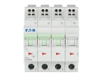 Vorderseite Eaton PLI C8 3N Leitungsschutzschalter C 8A  3p N Steckkl 