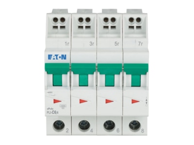 Vorderseite Eaton PLI C6 4 Leitungsschutzschalter C 6A  4p Steckkl 