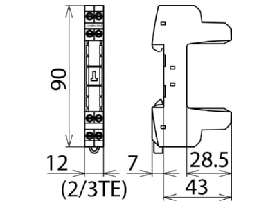 Dimensional drawing 3 Dehn BXT BAS Basic element for surge protection