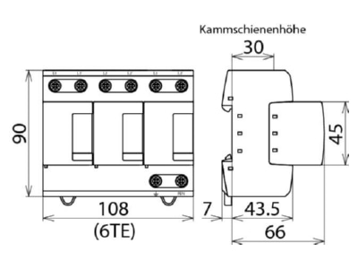Mazeichnung 2 DEHN DV M TNC 255 Kombi Ableiter DEHNventil M