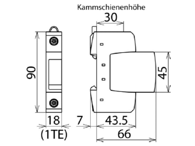Dimensional drawing 3 Dehn DGP C S Surge protection for power supply