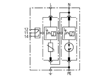 Circuit diagram 2 Dehn DG M TT 2P 275 FM Surge protection for power supply
