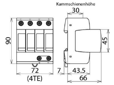 Dimensional drawing 3 Dehn DG M TT 275 Surge arrester DEHNguard 