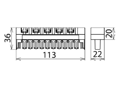 Dimensional drawing 2 Dehn BM 10 DRL Basic element for surge protection
