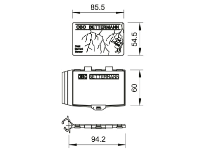 Dimensional drawing 1 OBO MK B  VE10  Magnetic card holder including magnetic card  MK B  quantity  10 
