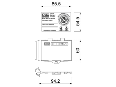 Dimensional drawing 2 OBO MK B  VE10  Magnetic card holder including magnetic card  MK B  quantity  10