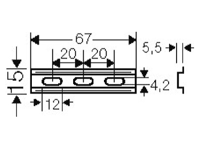 Mazeichnung Hensel DK TS 02 Tragschiene 15mm fuer KF02   