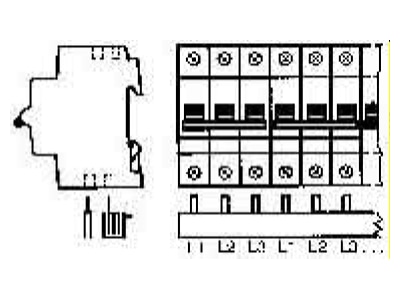 Dimensional drawing ABB PS 3 60 Phase busbar 3 p 10mm  1080mm