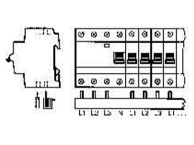 Dimensional drawing ABB PS 3 12 FI Phase busbar 3 p 10mm 