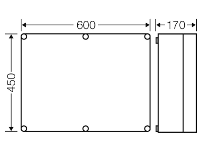 Dimensional drawing Hensel Mi 0600 Distribution cabinet  empty  450x600mm