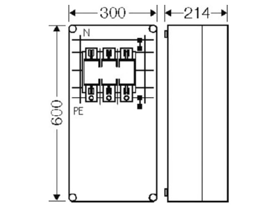 Mazeichnung Hensel Mi 6475 NH Sicherungsgehaeuse NH 1  630A    Aktionsartikel