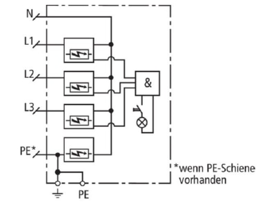 Circuit diagram 1 Dehn DV ZP TT 255 Combined arrester with RADAX Flow spark gap technology  DEHN valve ZP TT 

