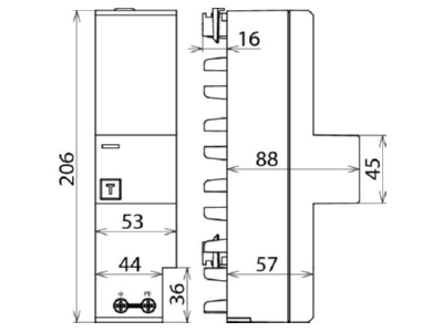 Masszeichnung 1 Dehn DV ZP TT 255 Kombi Ableiter mit RADAX Flow Funkenstreckentechnologie  DEHNventil ZP TT 