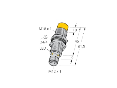 Dimensional drawing 1 Turck Ni12UM18MVP4XH1141 Inductive proximity switch 12mm
