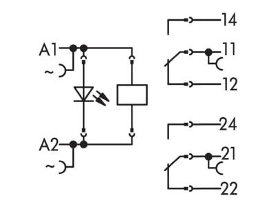 Circuit diagram WAGO 788 516 Switching relay AC 230V 8A
