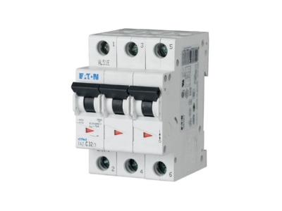 View left 2 Eaton FAZ C0 5 3 Miniature circuit breaker 3 p C0 5A
