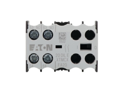 Product image front 1 Eaton 20DILE Auxiliary contact block 2 NO 0 NC
