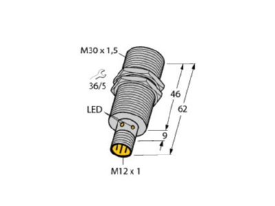 Dimensional drawing Turck Bi10 M30 AP6X H1141 Inductive proximity switch 10mm