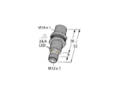 Ma�zeichnung Turck Bi5U MT18 AP6X H1141 Sensor induktiv M18x1 10  30VDC PNP