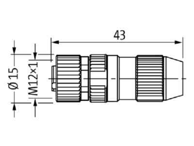 Dimensional drawing Murrelektronik 7000 12611 0000000 Circular connector for field assembly