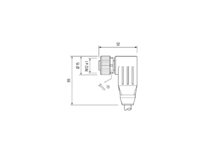 Dimensional drawing Murrelektronik 7000 13261 3310500 Sensor actuator patch cord 5m M12