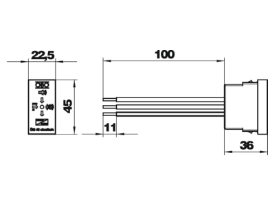 Dimensional drawing 1 OBO UeSS 45 A RW Surge protection device 230V 2 pole
