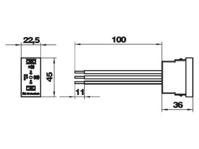 Dimensional drawing 2 OBO UeSS 45 A RW Surge protection device 230V 2 pole