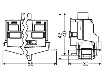 Dimensional drawing Hensel FC N 10 Terminal strip 1 p 1 5   25mm 