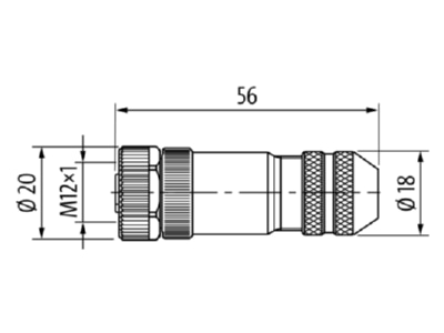 Dimensional drawing Murrelektronik 7000 14021 0000000 Circular connector for field assembly