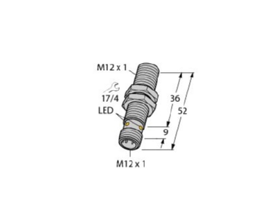 Mazeichnung Turck Bi4 M12 AP6X H1141 Naeherungsschalter M12  pnp  sn 4mm  IP67