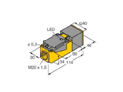 Dimensional drawing 2 Turck Bi15 CP40 Y1X Inductive proximity sensor 15mm DC8 2V