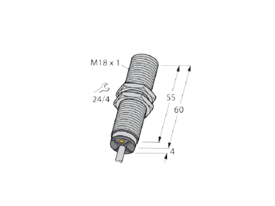 Ma�zeichnung 2 Turck Bi5 M18 LIU Sensor ind  M18x1 Kabel 15 30VDC b M 2 4mm