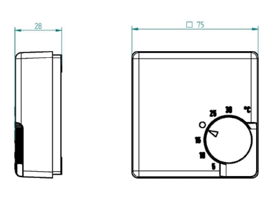 Dimensional drawing Eberle RTR E 3545 Room thermostat
