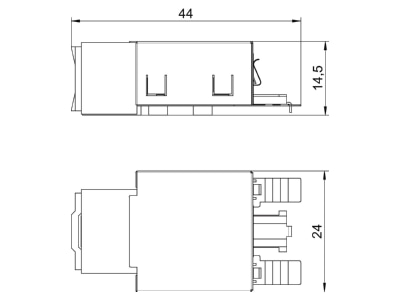 Mazeichnung 2 OBO ASM C6 G Anschlussmodul Kat 6 geschirmt