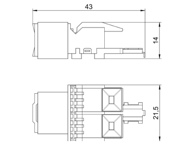 Dimensional drawing 2 OBO ASM C6 Modular connector