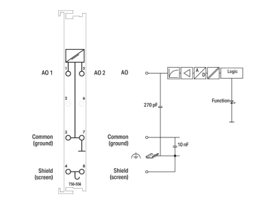 Circuit diagram WAGO 750 556 Fieldbus analogue module 0 In   2 Out