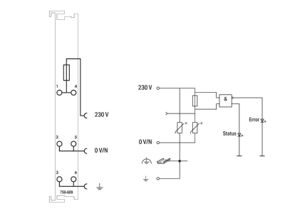 Schaltbild WAGO 750 609 Potentialeinspeisung DC230V Sicherungsh 