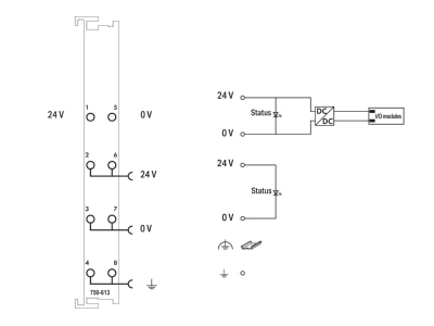 Schaltbild WAGO 750 613 Potentialeinspeisung DC24V  Busnetzteil