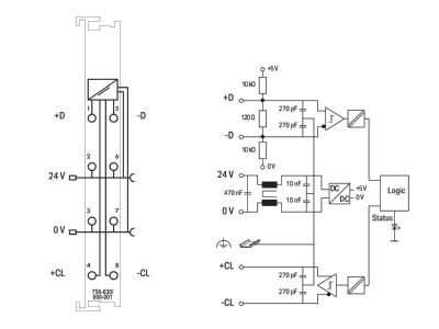 Circuit diagram WAGO 750 630 000 001 Fieldbus function  technology module