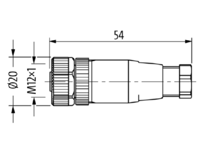 Dimensional drawing Murrelektronik 7000 12901 0000000 Circular connector for field assembly
