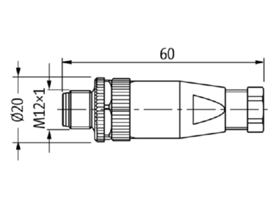 Dimensional drawing Murrelektronik 7000 12701 0000000 Circular connector for field assembly
