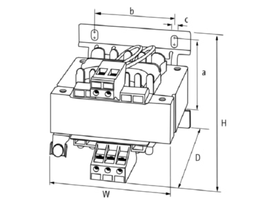 Dimensional drawing Murrelektronik 86347 One phase transformer 230   400V 230V