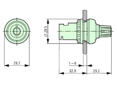 Masszeichnung Eaton M22S R4K7 Potentiometer 4k7 Ohm