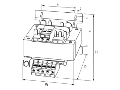 Dimensional drawing Murrelektronik 86152 One phase transformer 208   230V 115V