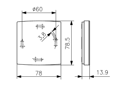Dimensional drawing Alre it BTF2 P1000 0000 Room thermostat