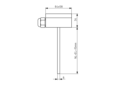 Dimensional drawing Alre it EKFP1000 100 Immersion tube duct   Built in duct sensor PT1000 100 long 2 L 